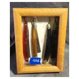 Vintage Straight Razor Wood/Glass Display