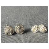 925 Sterling Silver Earrings- 2 Pairs