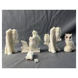 Carved White Alabaster/ Salt Stone Owls