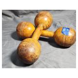 Pair of Antique Wooden Dumbbells 9'L
