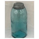 Aqua 1/2 Gallon Red Key Glass Mason Jar