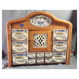 Antique Dutch Spice Cabinet W/ Ceramic Inserts