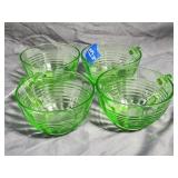 (4) Uranium Glass Cups 3.5'D×2.25'H