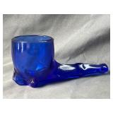 Cobalt Blue Glass Novelty Pipe