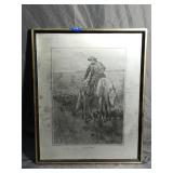 Vintage Framed Mirror Graph Art 'Rural Mail'