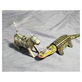 Vintage Tin Litho Dog/Alligator