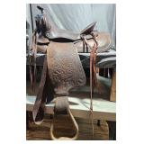 Vintage Bona Allen Floral Leather Saddle 24'L