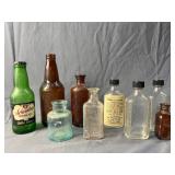 Vintage Glass Bottles- Set of 9