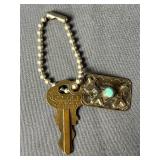 Sterling Silver & Turquoise Tag & Key on Key Ring