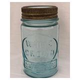 White Crown Mason Pint Glass Jar