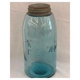 Aqua 1/2 Gallon Mason Rounded Shepherd Crook Jar