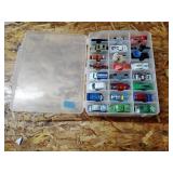 Carry case full of vintage toy cars, inc, matchbox