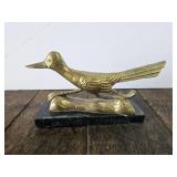 Solid Brass Roadrunner Figurine on Marble Base