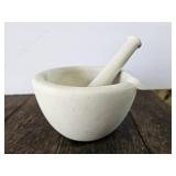 Vintage Mortar & Pestle Set White Stone