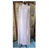 Vintage 1970s Maxi Dress Pink Lace Overlay