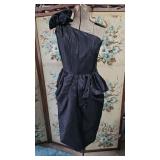1980s Black Cocktail Dress One Shoulder