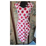 Vintage 90s Red Polka Dot Sheath Dress