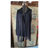 Vintage Black Chiffon Beaded Robe One Size