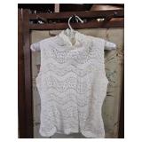 Cache 1990s Stretch Lace Top Mock Neck