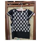 Black White Checkerboard Summer Sweater