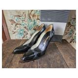 Spanish Leather Black Pumps 1990s
