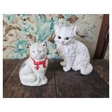 Iron Cat Still Bank & Porcelain Cat Figurine