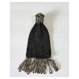 Antique Mesh Silver Gate Neck Miser Purse Beaded