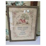 Seek Home for Rest Cross Stitch Sampler Needlework