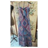 1980s Flowy Semi Sheer Boho Sun Dress