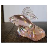 Fenton Art Glass Koi Fish Figurine Pink Signed