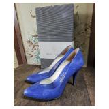 Spanish Leather Electric Blue Heels sz 7