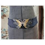 Enamel Butterfly Buckle Adjustable Belt 80's