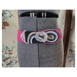 1980s Stretch Belt Fuschia Belt One Size Stretch