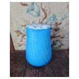 Victorian Art Glass Vase Blue Stain Air Trap