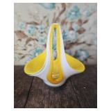 Handblown Art Glass Cased Yellow Basket