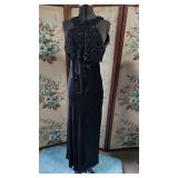 Faviana NY 90s Black Liquid Satin Floor Length