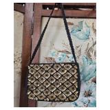 Small Black Gold Beaded Evening Bag