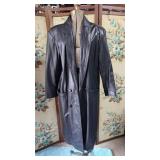 Women's Leather Trench Coat 1990's Large