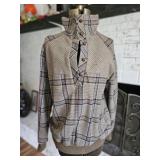 Apple Suace 1970's Plaid Mock Neck Quarter Button