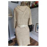 Vintage 80's Belted Dress Cowl Wrap Collar