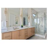 Spa-inspired primary bathroom with dual vanity
