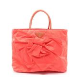 Prada Tessuto Ribbon Tote Coral