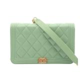Chanel Boy Matelasse Wallet Green