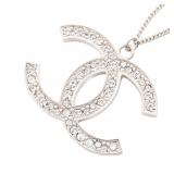 Chanel Coco Mark Rhinestone Silver
