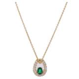 Emerald Diamond Necklace Yellow Gold