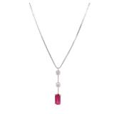 Ruby Diamond Necklace Platinum