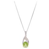 Peridot Diamond Necklace White Gold