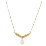Pearl Diamond Necklace Yellow Gold
