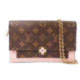 LV Flore Chain Wallet Brown Pink