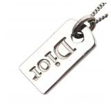 Dior Logo Plate Necklace Silver